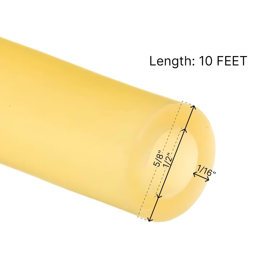 10 Feet 1/2" I.D x 1/16" Wall x 5/8" O.D Surgical Latex Rubber Tubing - Highly Elastic and Strong Tubings - Wall or Speargun Band Slingshot Catapult Surgical Tube Rubber Hose