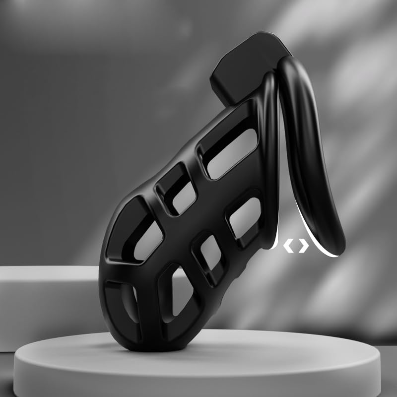 Black Male Metal Cock Chastity Cage - Large Chastity Device with 3 Sizes Rings and Invisible Lock for Man - Penis Exercise Bondage Gear - Accessories Adult Sex Toys - Male Chastity Device Cocks Cage