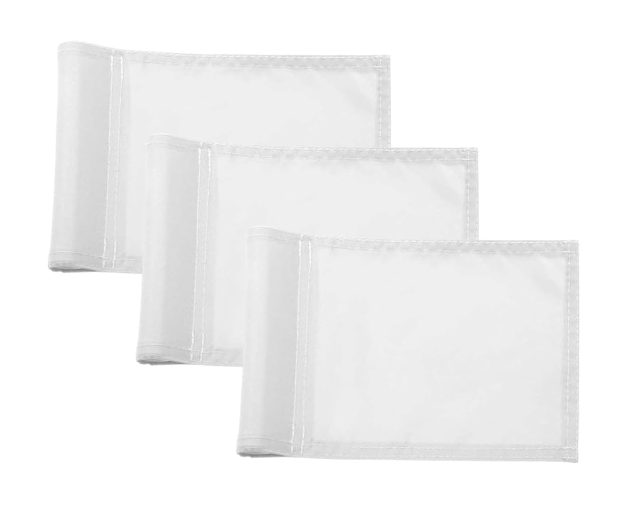 Set 3X Single Sided 8x6 Inch Solid White Golf Polyester Flag - Mini Putting Green Flags for Backyard Practice in 420D Nylon - Small Banner Solid with Tube Inserted for Yard or Portable Golf Flag