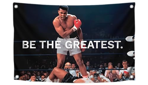Be the Greatest Flag - Motivational Gym Flag 3x5 Feet with Four Brass Grommets - Home Wall Posters for Guys and Man - Muhammad Ali Cool Motivation Banners Decorations Outdoors or Indoors for Boys