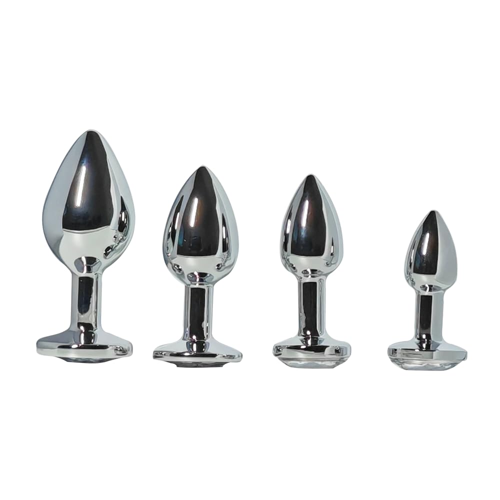 Set of 4 Anal Plug Beginner - Anal Butt Plug Sex Toys with Crystal Diamond - Anal Plugs Sex Toy Training Kit - Butt Sex Adult Toy for G Spot Beginner