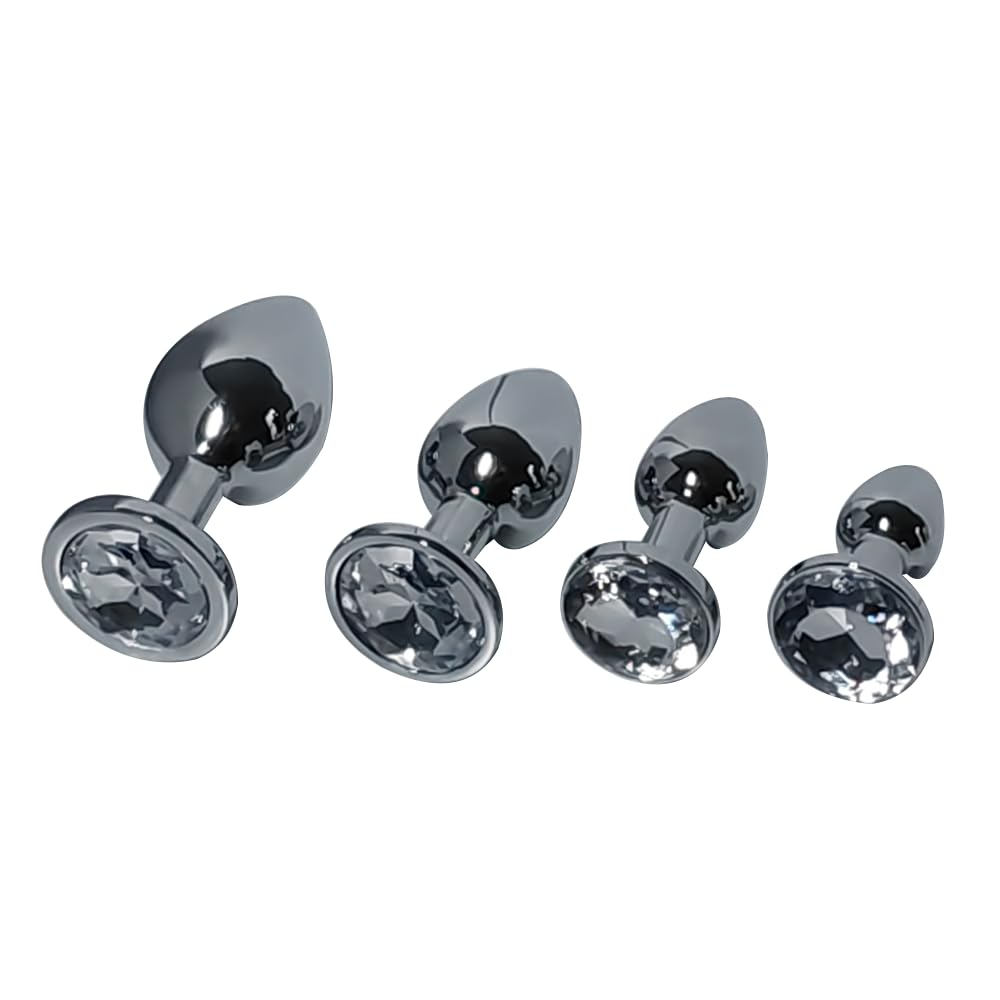 Set of 4 Anal Plug Beginner - Anal Butt Plug Sex Toys with Crystal Diamond - Anal Plugs Sex Toy Training Kit - Butt Sex Adult Toy for G Spot Beginner
