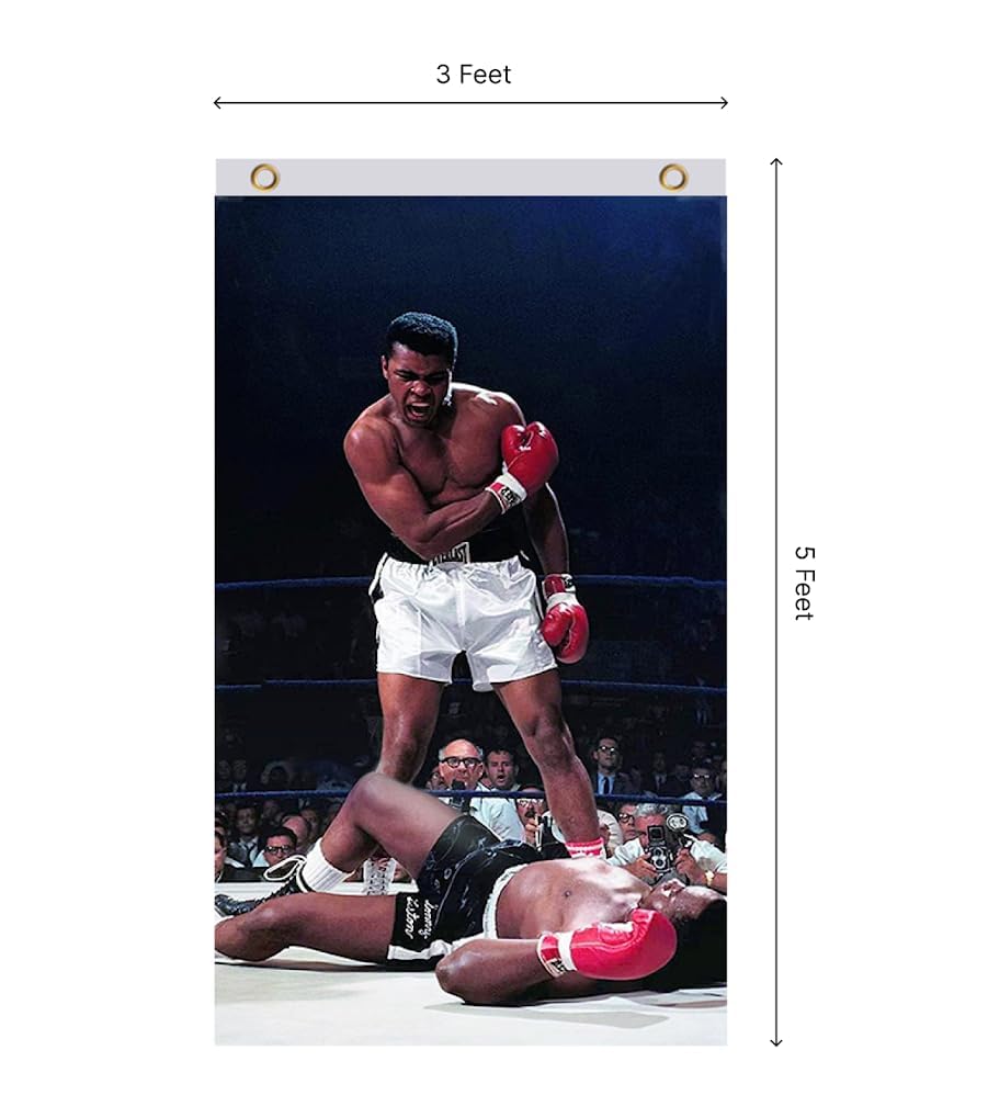 3x5 Feet Muhammad Motivational Workout Polyester Banner with 2 Grommets - Boxing Home Gym Single Sided Flag - Wall Hanging Tapestry Bodybuilding - Ali Home Décor Wallpaper - Funny College Dorm Flag