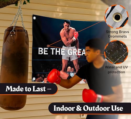 Be the Greatest Flag - Motivational Gym Flag 3x5 Feet with Four Brass Grommets - Home Wall Posters for Guys and Man - Muhammad Ali Cool Motivation Banners Decorations Outdoors or Indoors for Boys
