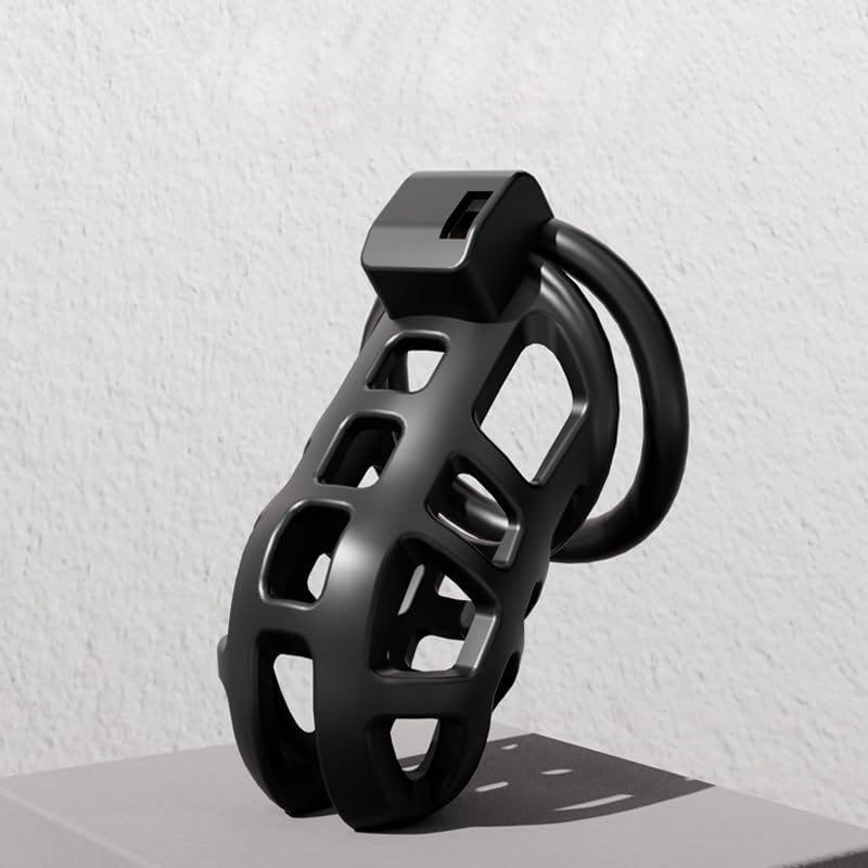 Black Male Metal Cock Chastity Cage - Large Chastity Device with 3 Sizes Rings and Invisible Lock for Man - Penis Exercise Bondage Gear - Accessories Adult Sex Toys - Male Chastity Device Cocks Cage