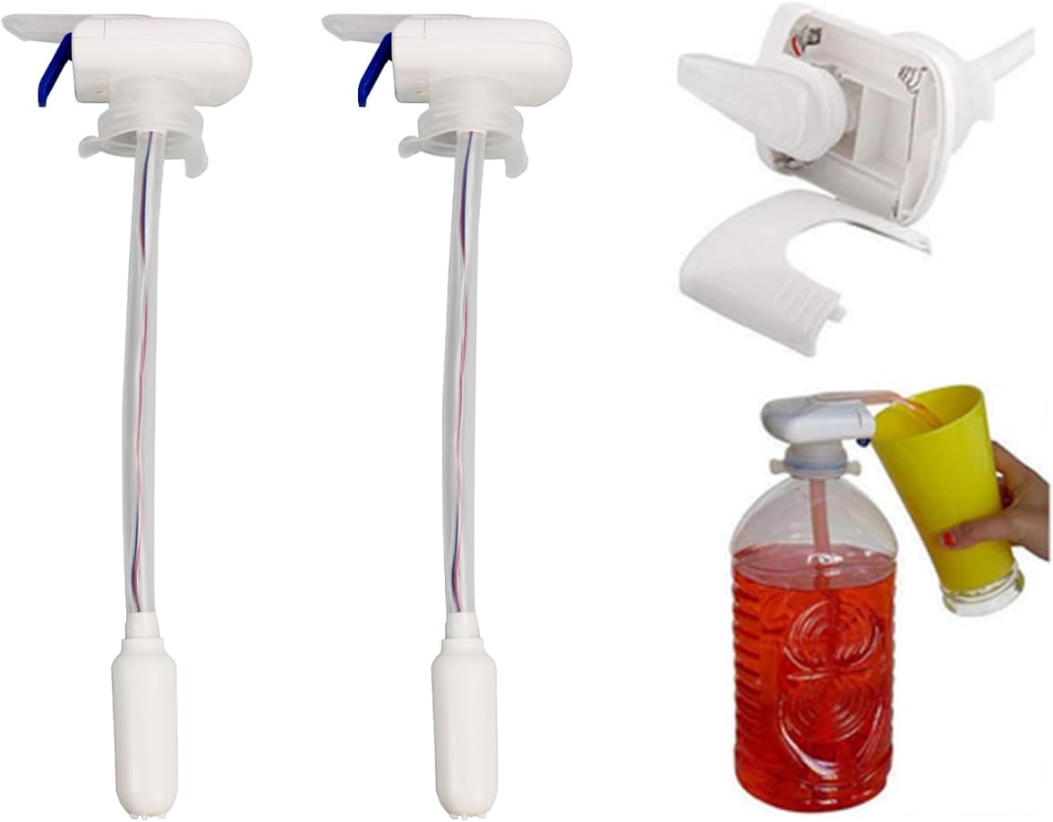 Set of 2 Electric Automatic Tap Drink - Dispenser for Bottle Jug Spout Gallon Juice Beer Spill Proof Pump Milk Gallon - Pump Dispensers for Home and Kitchen - Tap Drink Straw