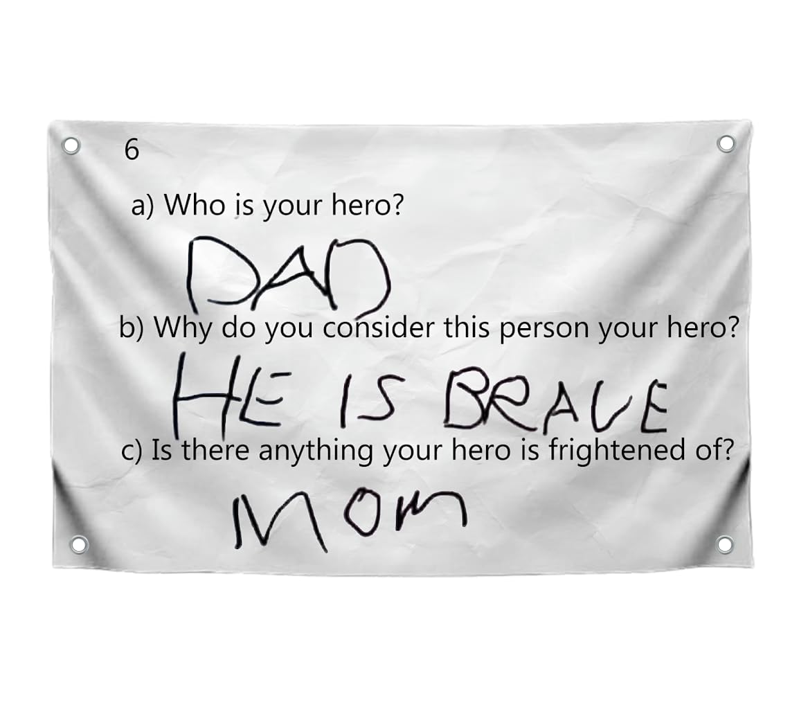 3x5 Feet Family Drama Flag with Four Brass Grommets - Who is Your Hero Banner for Wall Decoration - Dad and Mom Funny Family Flags - Polyester Tapestry Men and Woman Outdoor or Indoor Flag