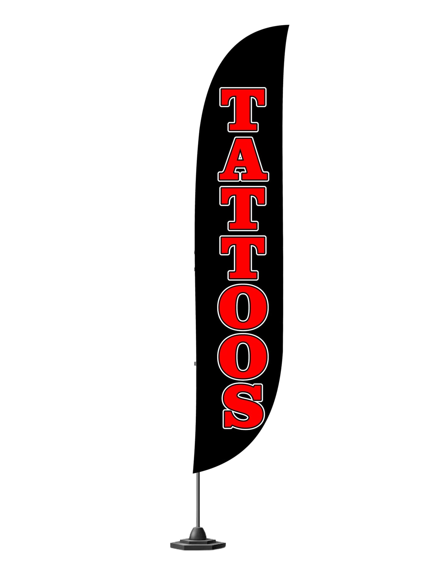 12x2.5 Feet Tall Feather Flags "Tattoos" - Advertising Flags for Outdoor Business and Events Promotion - Swooper Flag Only - Tattoos Polyester Flag Banner for Storefronts - Flagpole is Not Included