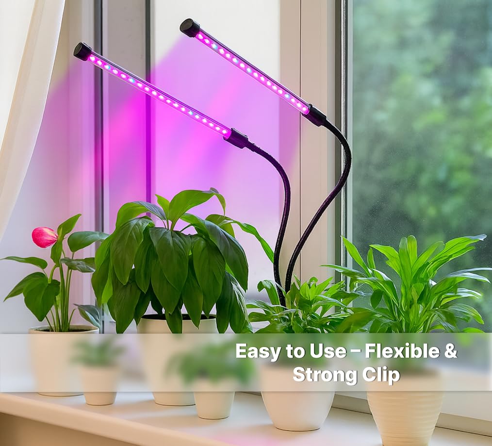 Black Grow Light for Plants Light with Timer - Auto Turn On and 5 Levels Brightness with 360 Degree Adjustable for Indoor Plants or Succulents - Plant Growing Lamp for Office or Home