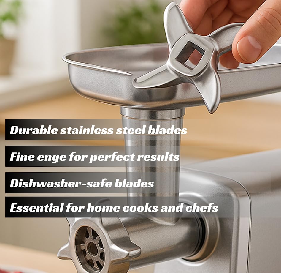 Stainless Steel Silver Meat Grinder Blade #8 – Knife Cutter Replacement for Grinders – Food Chopper Machine Parts – Mincer Cutting Plate Spare Part