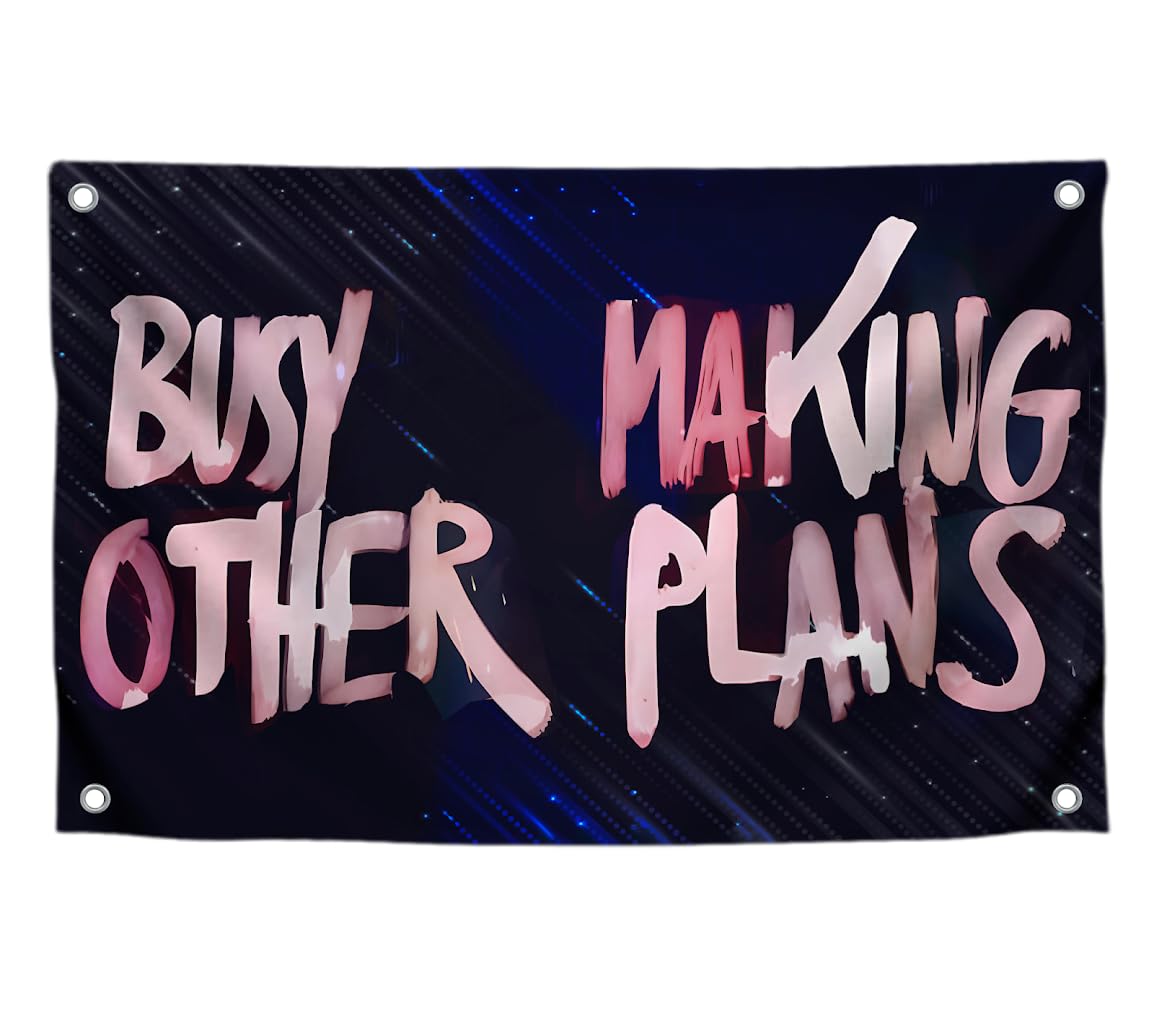 3x5 Ft Black and Pink Quoted Polyester Flag Busy Making Other Plans with Four Brass Grommets - Flag with Fun Memes Quote for a Good Time - Funny Wall Banner for Badroom - Tapestry Flags for Decor Room