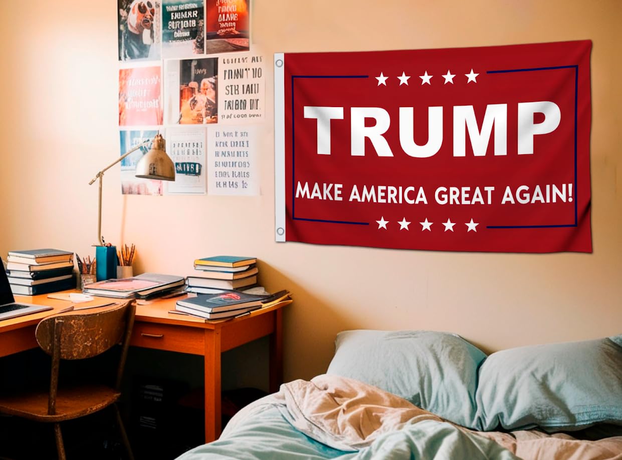 3x5 Feet Polyester Meme Flag with Quote "Make America Great Again" with 2 Brass Grommets - Double Sided Political Home Banner - Keep America Great Flags - President Republican Banners