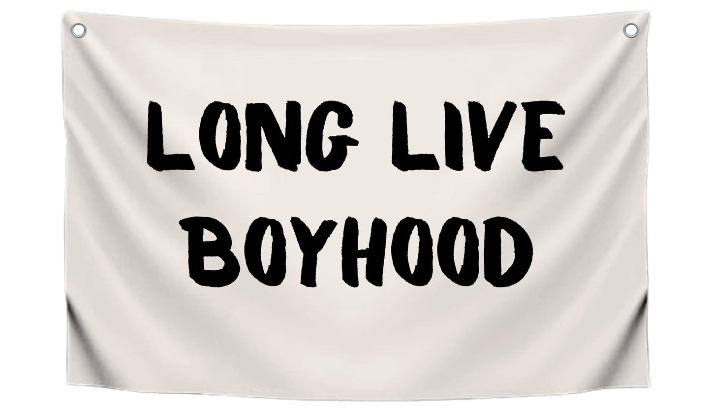 20x30 Inches Single Sided Flags with Long Live Boyhood - Nursery Polyester Decor for Boys and Toddler Room with 2 Grommets - Decor for Boys Wall - Playrooms Banner for Toddler or Play Room Essentials