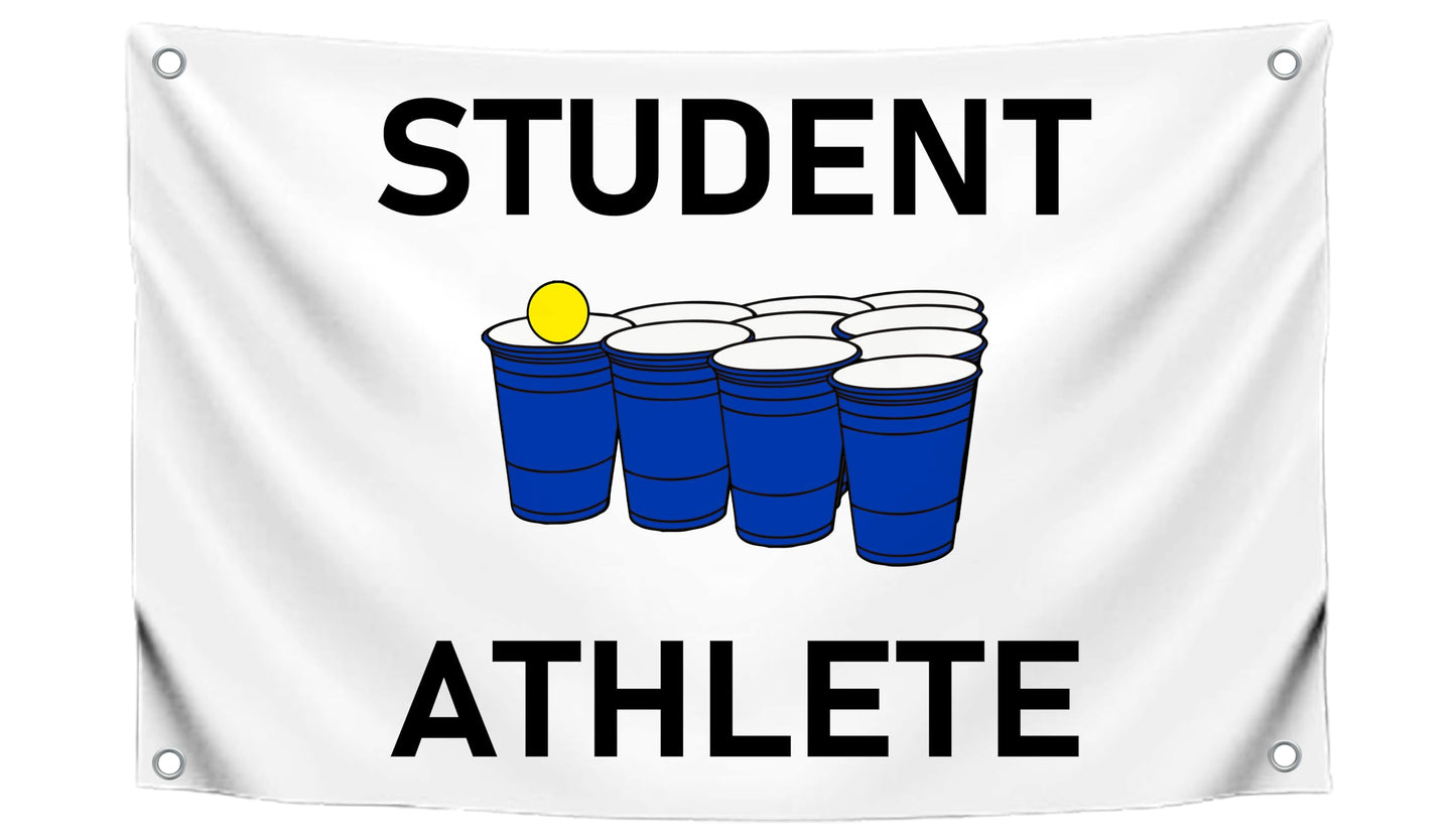 3x5 Feet Student Athlete College Polyester Flag - Dorm Room Banner Indoor and Outdoor with 4 Grommets - College Dorm Room Frat Wall Outdoor Hanging Single Sided Flags - Funny Poster and Cool Tapestry