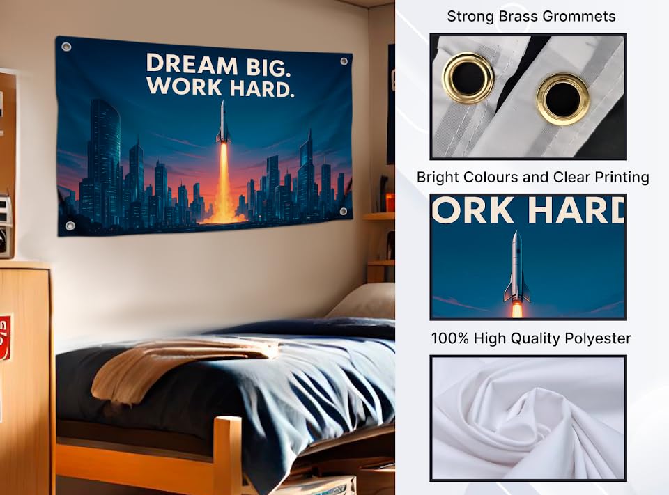 3x5 Feet Motivational Flag Rocket with Quote