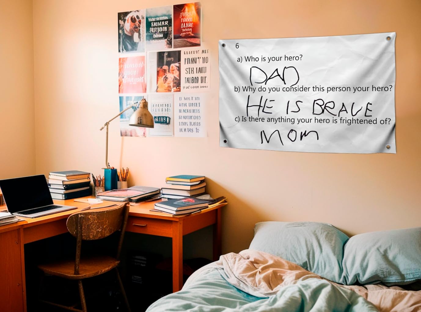 3x5 Feet Family Drama Flag with Four Brass Grommets - Who is Your Hero Banner for Wall Decoration - Dad and Mom Funny Family Flags - Polyester Tapestry Men and Woman Outdoor or Indoor Flag