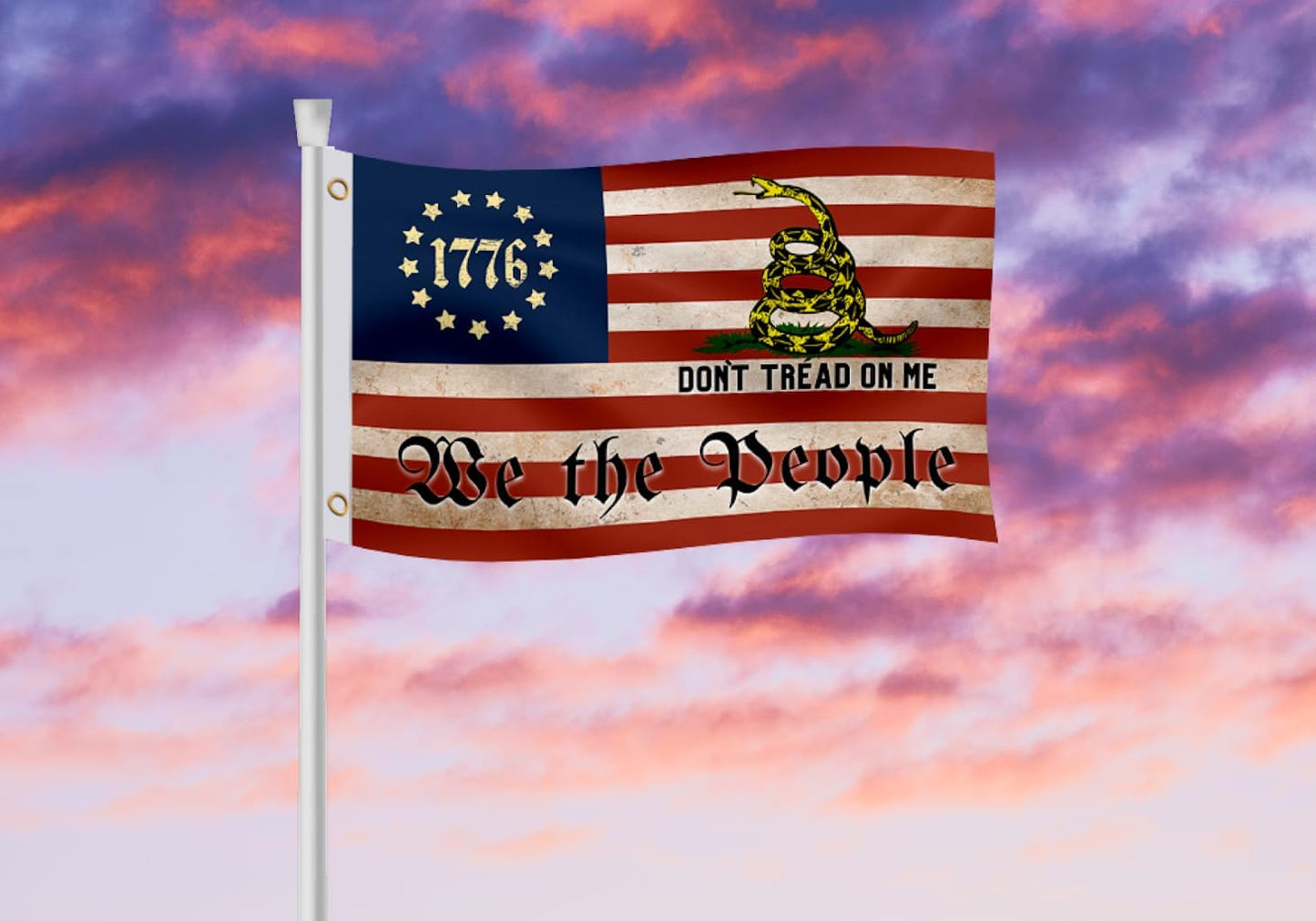 3x5 Feet Liberty American Flag with Two Brass Grommets - Polyester 1776 We The People Flags for Garden Outside - Single Sided American Stars and Strips Banner - Political Flags for Wall Decoration