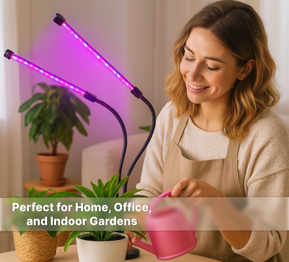 Black Grow Light for Plants Light with Timer - Auto Turn On and 5 Levels Brightness with 360 Degree Adjustable for Indoor Plants or Succulents - Plant Growing Lamp for Office or Home