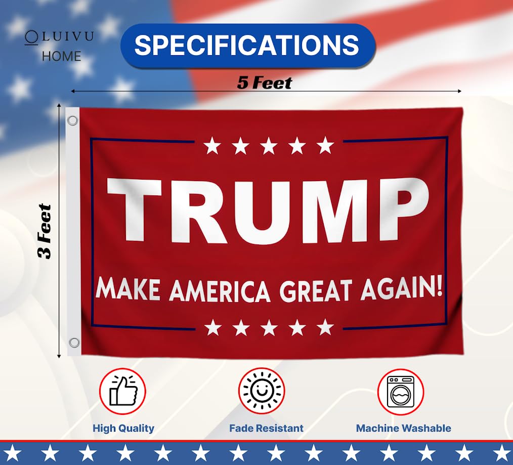 3x5 Feet Polyester Meme Flag with Quote "Make America Great Again" with 2 Brass Grommets - Double Sided Political Home Banner - Keep America Great Flags - President Republican Banners
