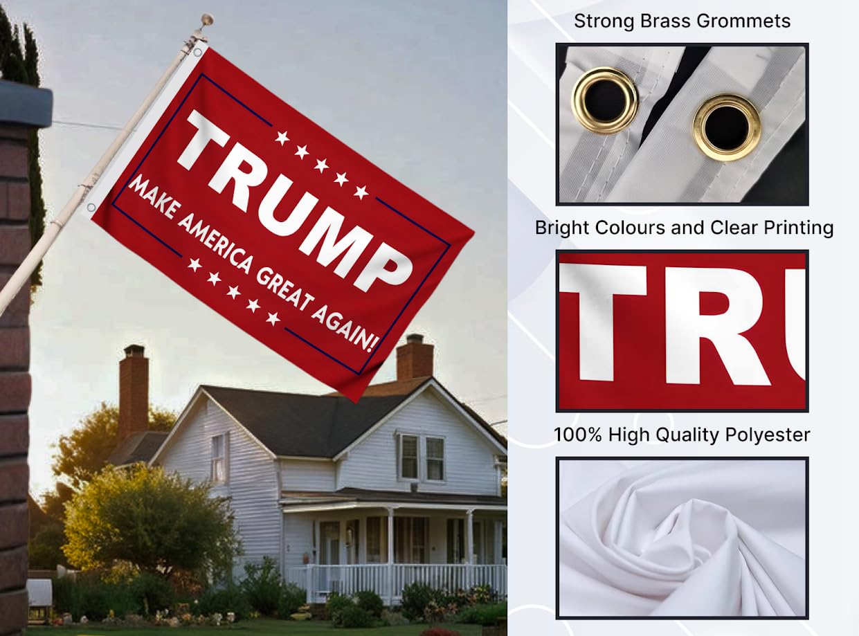 3x5 Feet Polyester Meme Flag with Quote "Make America Great Again" with 2 Brass Grommets - Double Sided Political Home Banner - Keep America Great Flags - President Republican Banners