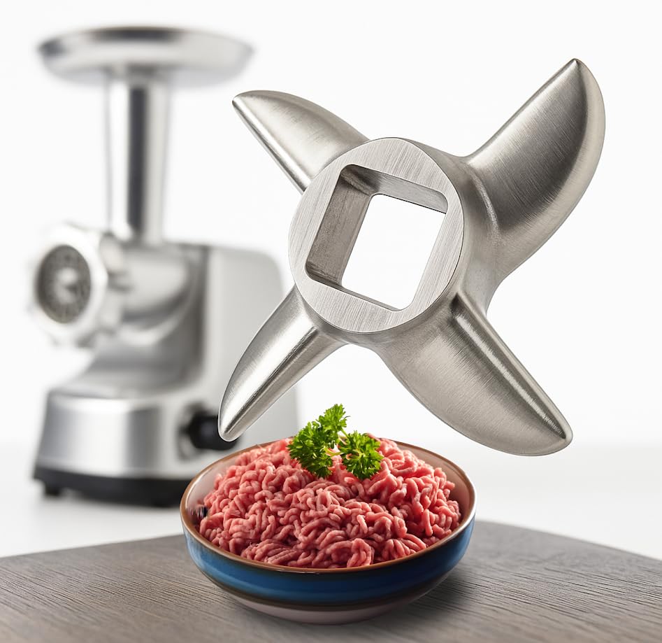 Stainless Steel Silver Meat Grinder Blade #8 – Knife Cutter Replacement for Grinders – Food Chopper Machine Parts – Mincer Cutting Plate Spare Part