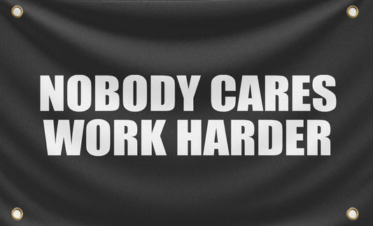 3x5 Feet Nobody Cares Motivational Gym Polyester Banner with 4 Grommets - Inspire Your Workout with this Flag - Fitness Wall Single Sided Decor for Gym Posters And Home - Stay Motivated with Cool Art