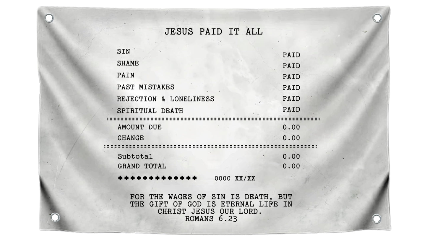 3x5 Ft Polyester Flag Jesus Paid IT All with 4 Grommets - Inspirational Wall Decoration - Motivational Christian Art Print - Christian Jesus Outdoor Single Sided Flag - Cool Flags for Decor Boys Room