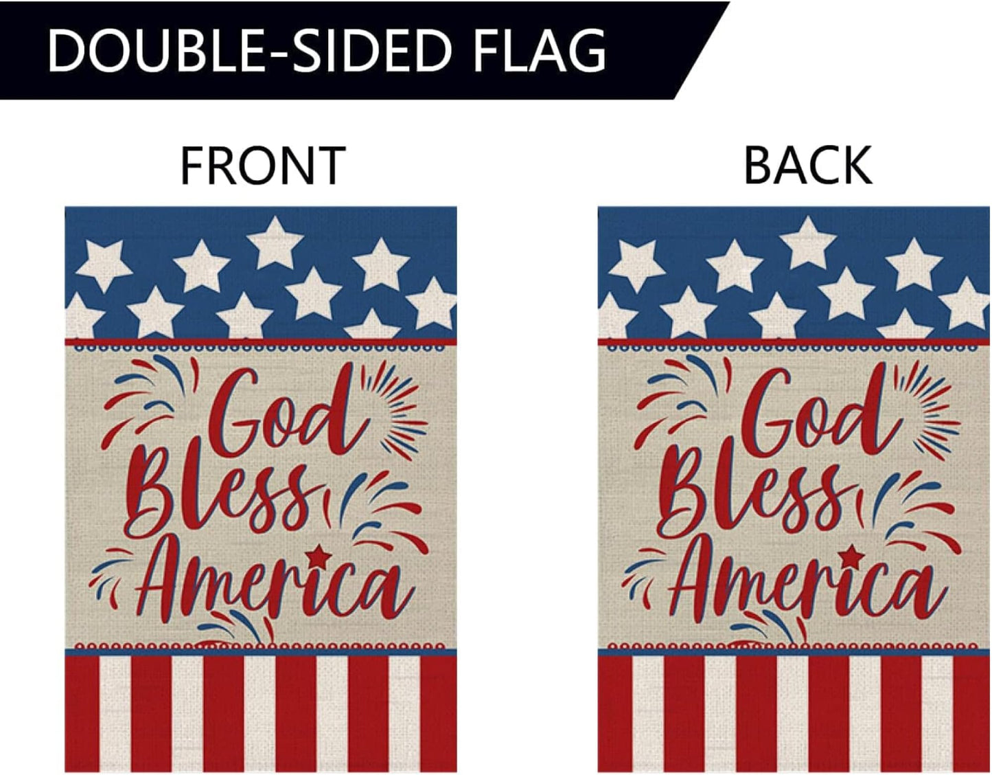Double Sided Summer Garden Flag - God Bless America House Flags - Seasonal Large Outdoor Yard Flags of Burlap - Patriotic Flag Decorations for Home - Outdoor Decorative Banners for Yard