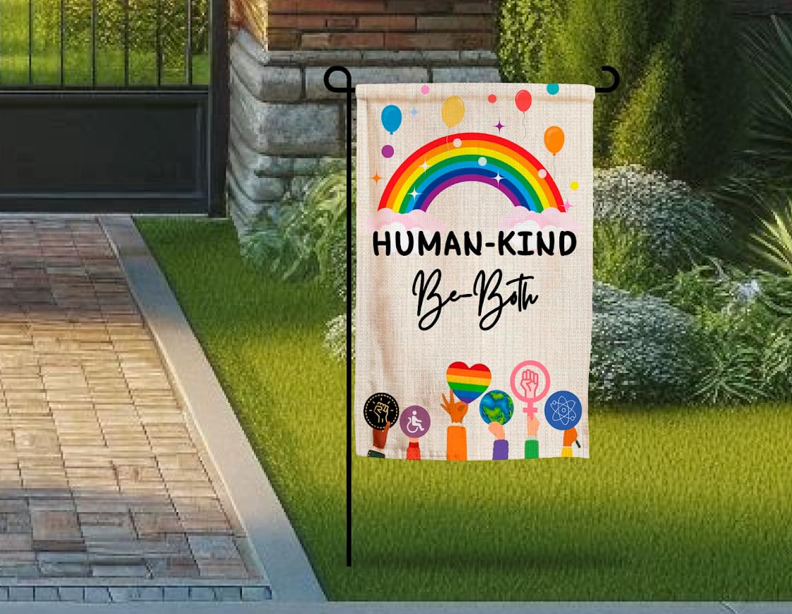 12x18 Inches Human Kind Be Both Polyester Flags - Double Sided Welcome Garden Flag Yard Outdoor Farmhouse Decorations - Be Kind Flag Gift for Families Friends - Indigenous People Garden Flag for Yard