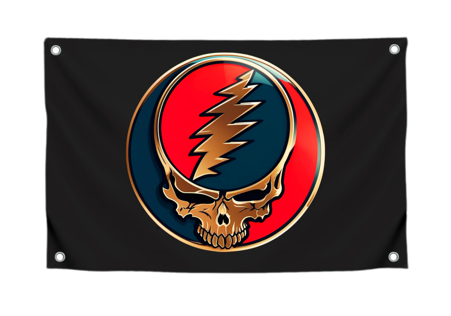 3x5 Feet Grateful Dancing Bears Dead Polyester Flags with 4 Grommets - Skull Single Sided Flag Wall Decor For Outdoor/Indoor Room Man Cave - US Black