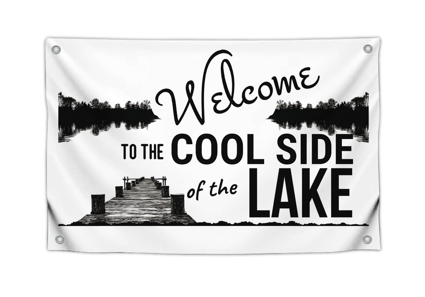 3x5 Feet Welcome to The Lake Polyester Flag with 4 Brass Grommets - Decorations House or Home Wall Flags for Indoor/Outdoor - Welcome Lake Funny Posters for Back Yard