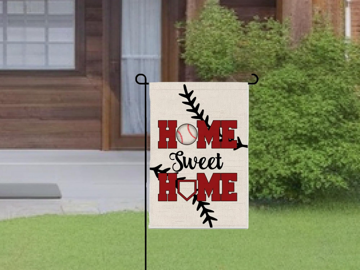 Double Sided Summer and Spring Garden Flag - Baseball Home Sweet Home House Flag - Seasonal Large Outdoor Yard Flags of Burlap - Bat Ball Sport Flag Burlap Yard Outdoor Decorative