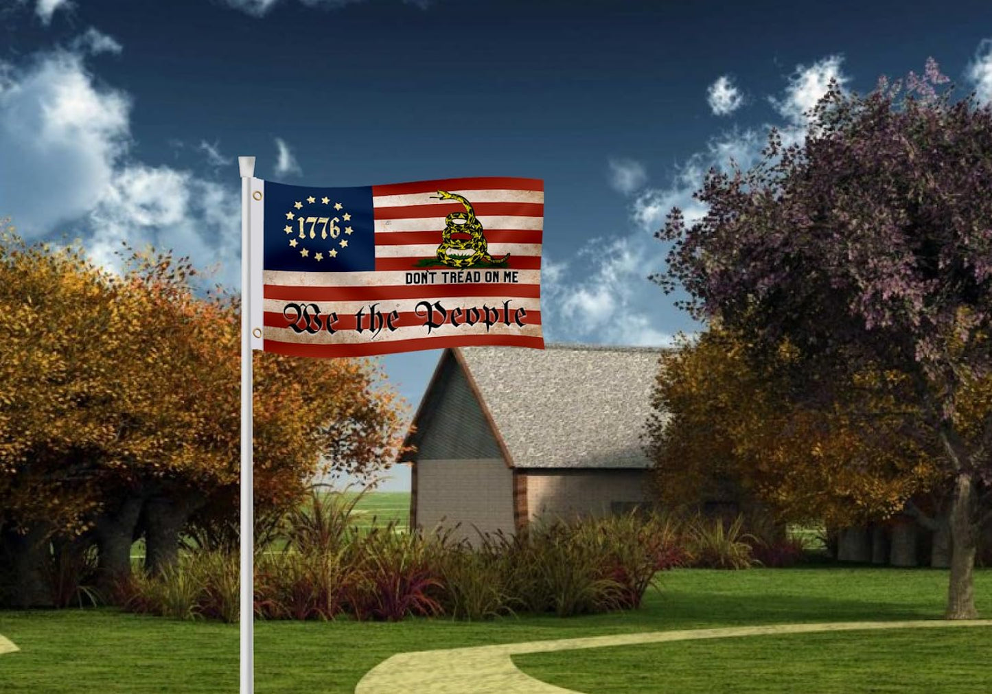 3x5 Feet Liberty American Flag with Two Brass Grommets - Polyester 1776 We The People Flags for Garden Outside - Single Sided American Stars and Strips Banner - Political Flags for Wall Decoration