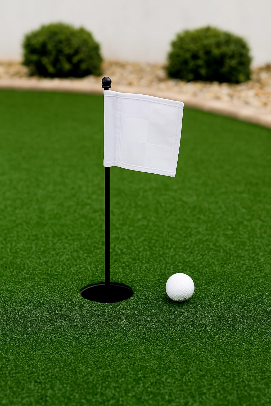 Set 3X Single Sided 8x6 Inch Solid White Golf Polyester Flag - Mini Putting Green Flags for Backyard Practice in 420D Nylon - Small Banner Solid