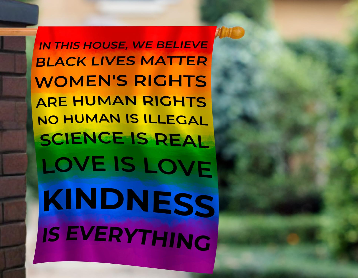 12x18 Inch Double Sided In This House We Believe Garden Polyester Flag - Rainbow Black Lives Matter Pride Tolerance Garden Flag - Home Yard Lawn Patio Banner Decor - Garden Porch Patio Kindness Banner