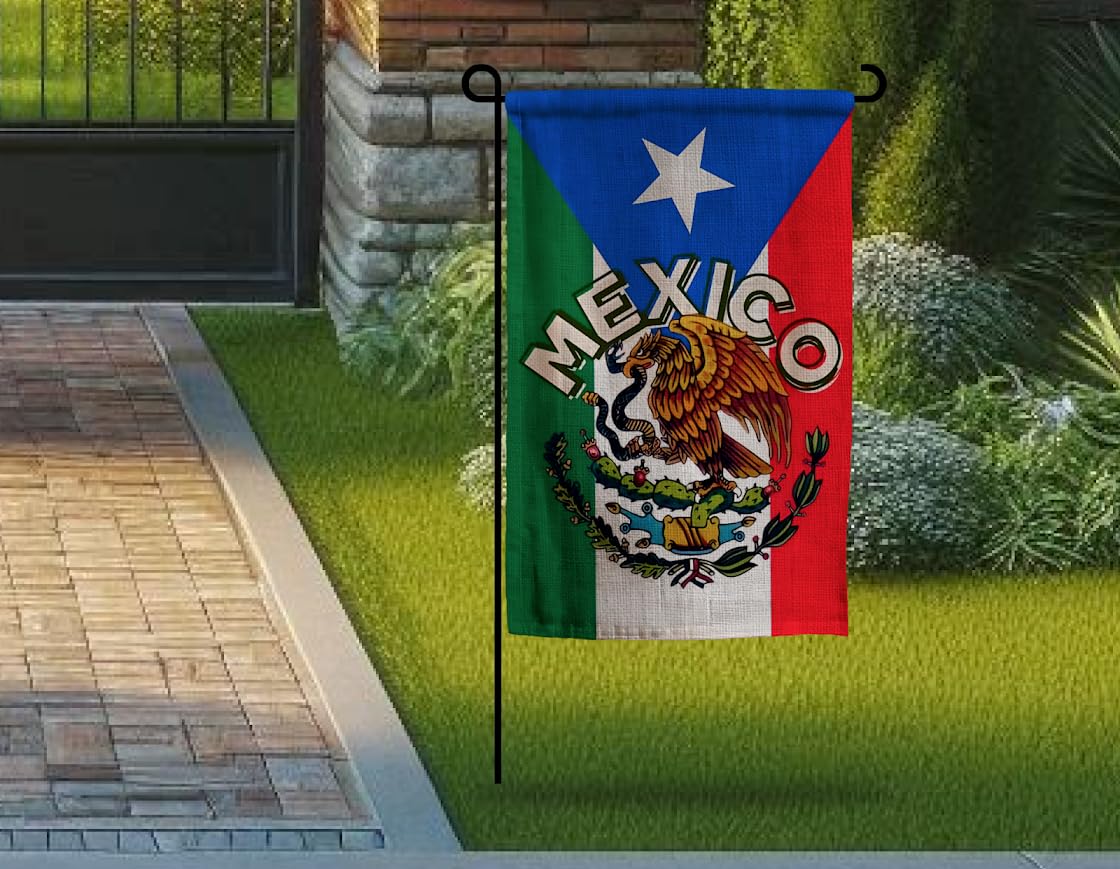 12x18 Inches Mexirican Puerto Rico Polyester Flag - Farmhouse Decorations Mailbox Decor Welcome Double Sided Flags - MX Mexicans Patriotic Eagle Flags - Mexico National Country Flags