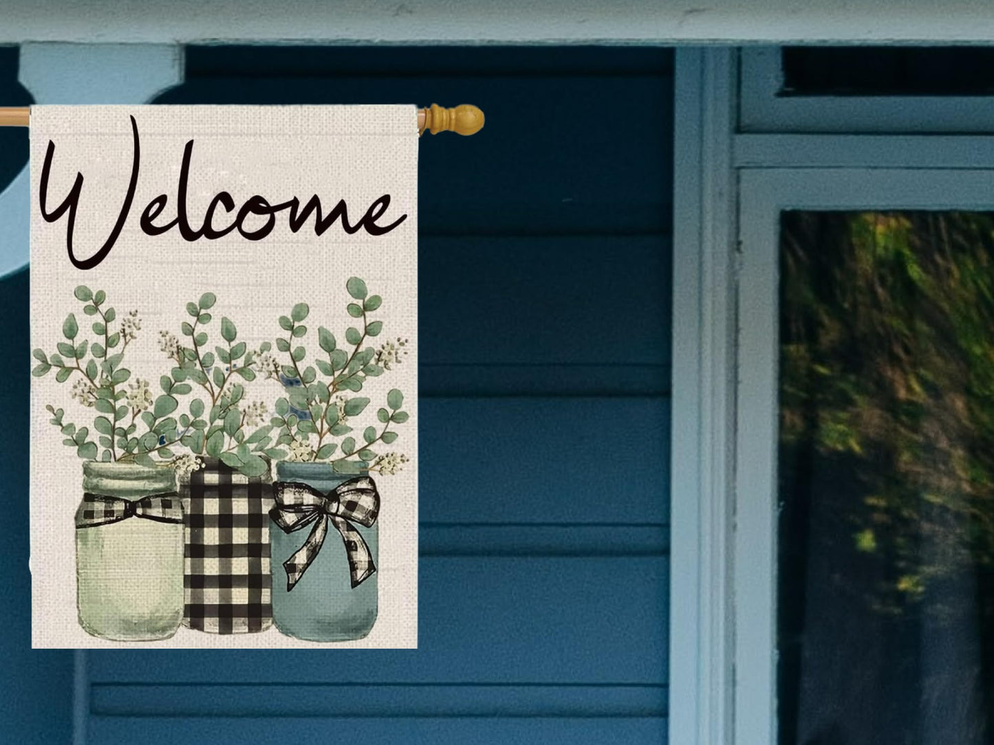28x40 Inch Double Sided Spring and Summer Garden Flag - Seasonal Large Outdoor Polyester Flags of Burlap - Plaid Welcome Yard Outdoor Flag - Hello Summer and Spring Banner Holiday Flags Outdoor Décor
