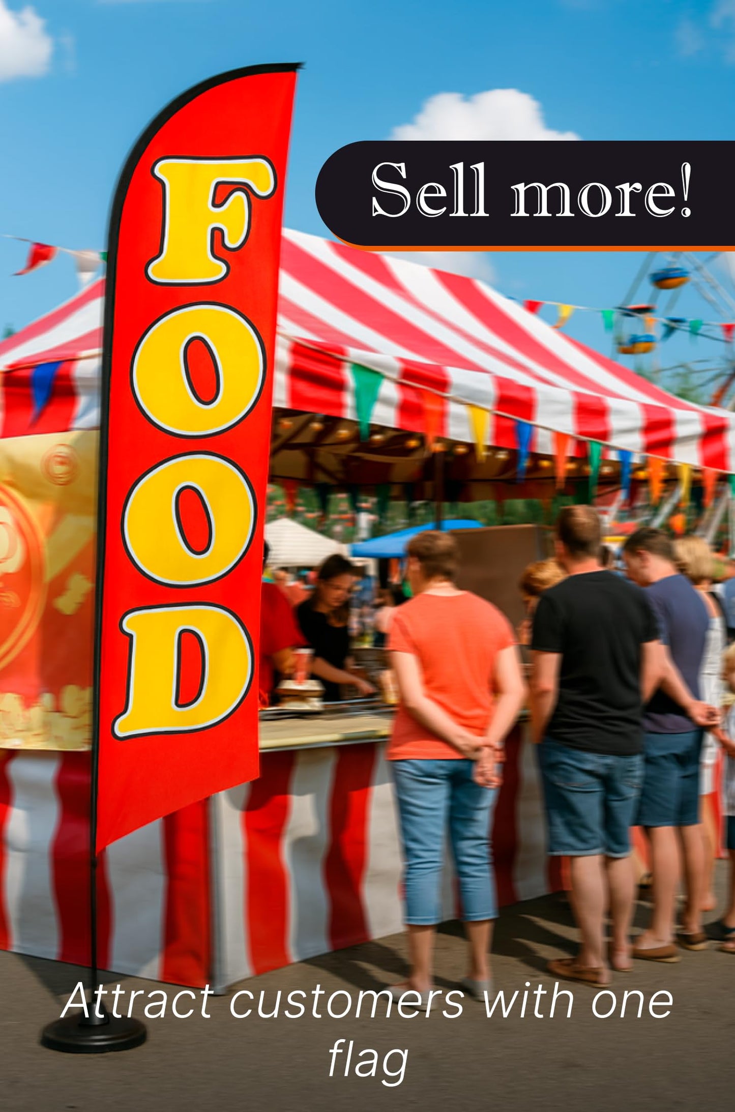 12x2.5 Feet Tall Feather Flags "Food" - Feather Flag Decorations for Business Advertising - Polyester Flag Banner for Storefronts - Special Tapestry and Food Themed Flags - Flagpole is Not Included