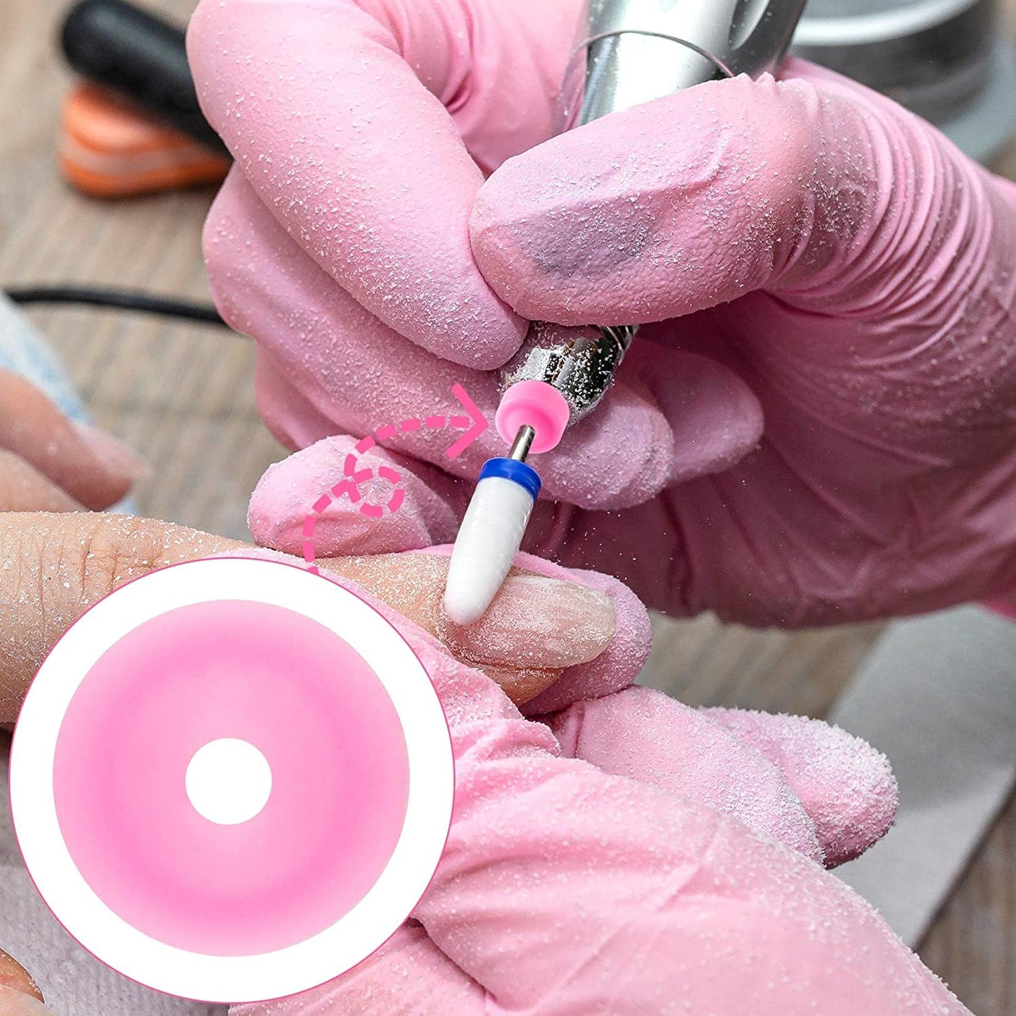 20pcs Plastic Pink Drill Nail Dust Collector - Electric Nail Drill Bit Dust Caps - for Nail Salon Supplies, Manicure Set and Pedicure Tools Drill Cap