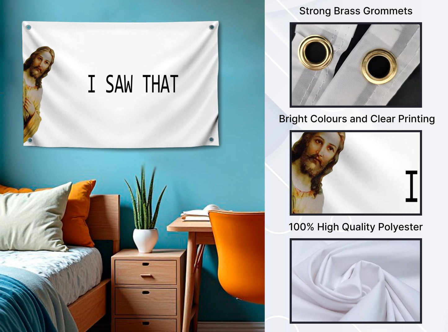 Set 4X Decorative Home Wall Polyester Flags 3x5 Ft with 4 and 2 Grommets - Christian Religious Cool Wall Single Sided Flag - Welcome To The Shitshow Banner - Pirate Cat Skull and Crossbone Home Flags