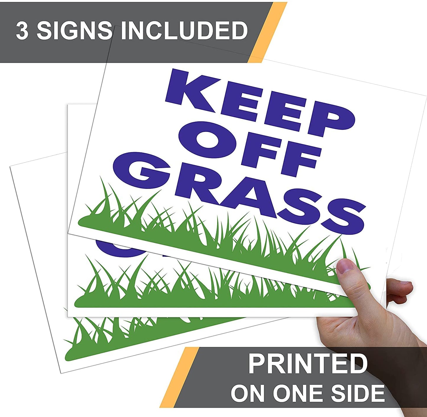 8x12 inch 3X Single Sided Keep Off Grass Sign with H Stakes - Plastic Security Please Stay Off My Grass, Landscaping Fence or Lawn - Dog Walk Off Lawn Do Not Step Signs - No Pet Pooping, Waste or Poop