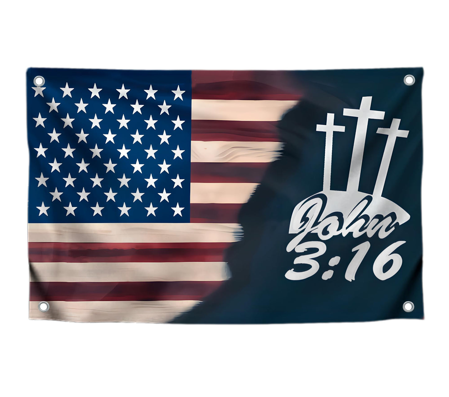 3x5 Ft Jesus American Flags Polyester John 3 16 with Two Brass Grommets - Faith Over Fear House Yard Decor Banner - Christian Jesus Easter Outdoor or Indoor Flag - Jesus Americane Flag for 4th of July