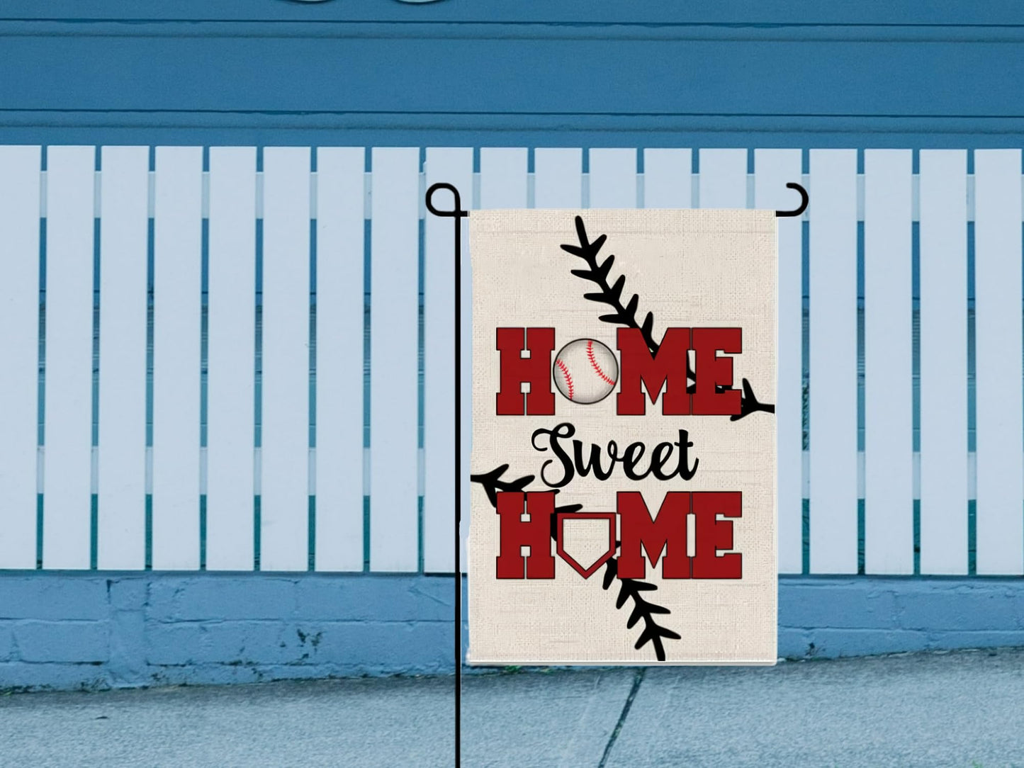 Double Sided Summer and Spring Garden Flag - Baseball Home Sweet Home House Flag - Seasonal Large Outdoor Yard Flags of Burlap - Bat Ball Sport Flag Burlap Yard Outdoor Decorative