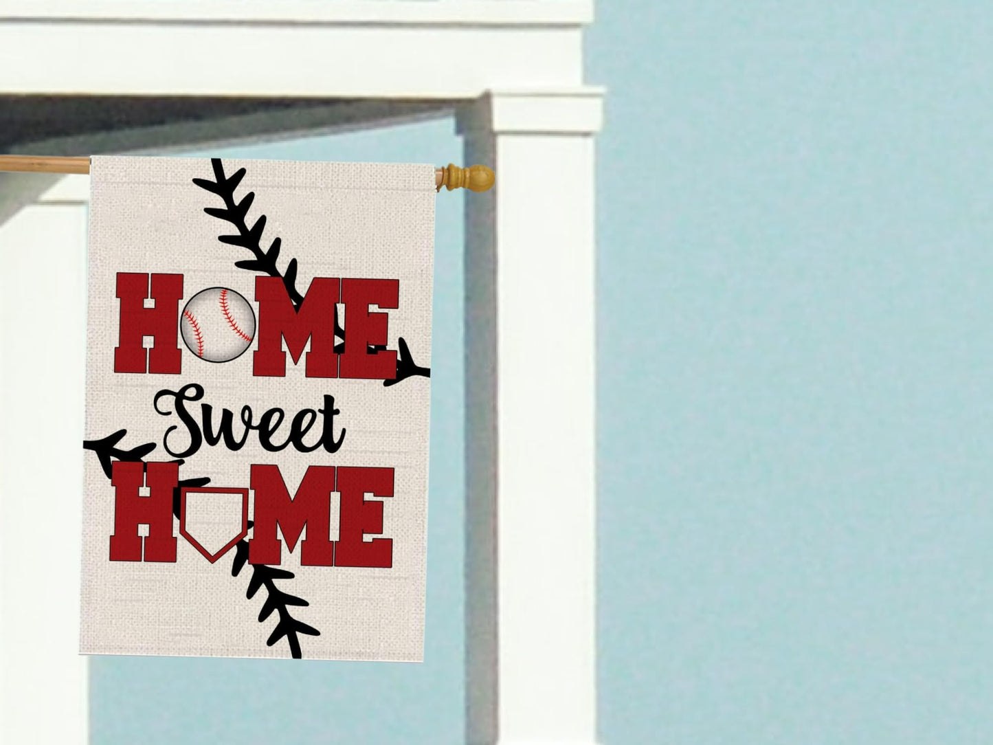 Double Sided Summer and Spring Garden Flag - Baseball Home Sweet Home House Flag - Seasonal Large Outdoor Yard Flags of Burlap - Bat Ball Sport Flag Burlap Yard Outdoor Decorative