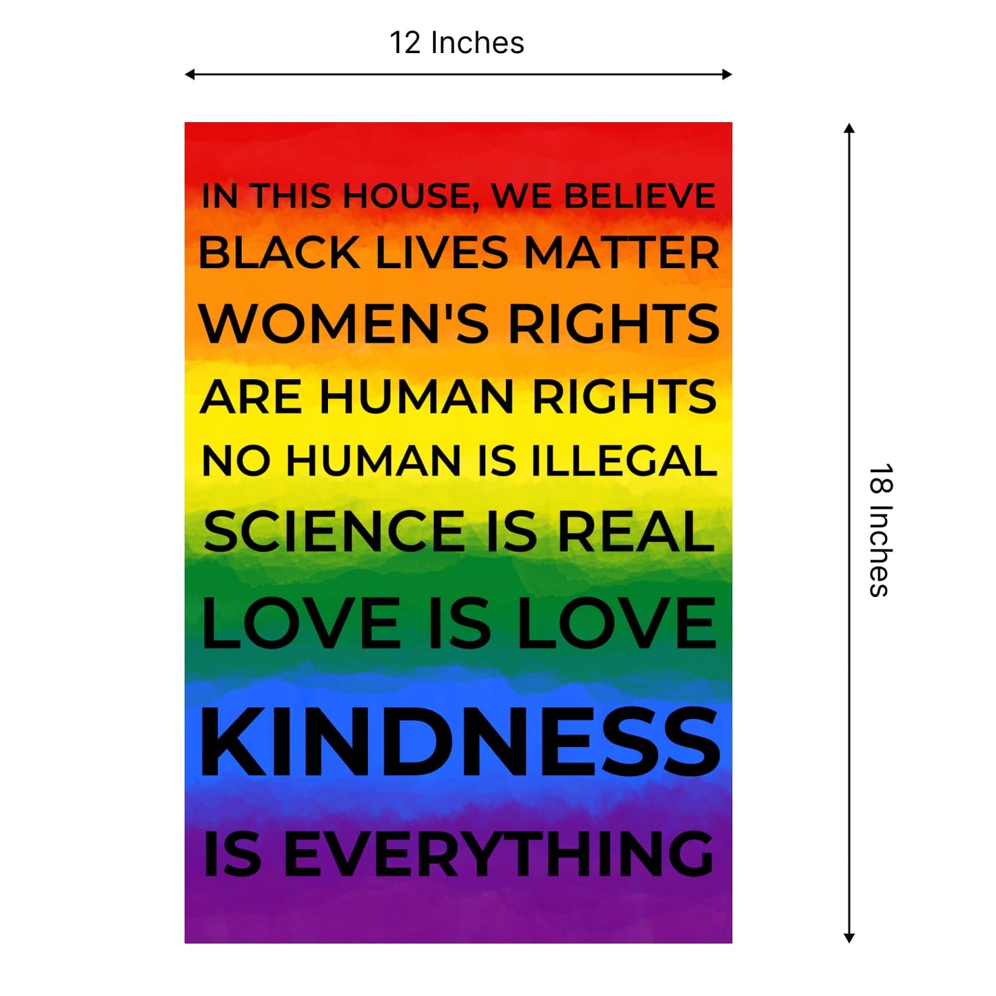 12x18 Inch Double Sided In This House We Believe Garden Polyester Flag - Rainbow Black Lives Matter Pride Tolerance Garden Flag - Home Yard Lawn Patio Banner Decor - Garden Porch Patio Kindness Banner