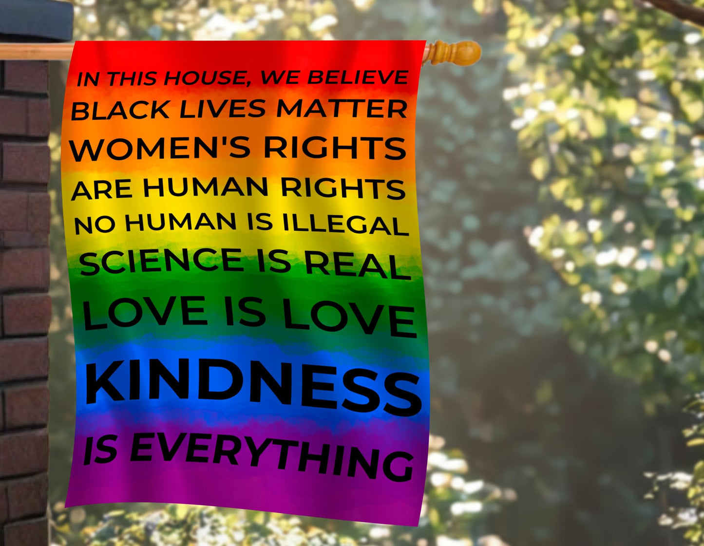 12x18 Inch Double Sided In This House We Believe Garden Polyester Flag - Rainbow Black Lives Matter Pride Tolerance Garden Flag - Home Yard Lawn Patio Banner Decor - Garden Porch Patio Kindness Banner