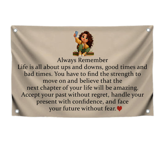 3x5 Feet Inspirational Quoted Polyester Flag "Always Remember" with Four Brass Grommets - Inspirational Quotes Sayings for Living Room - Motivational Positive Quotes for Home - Banner Wall Decoration