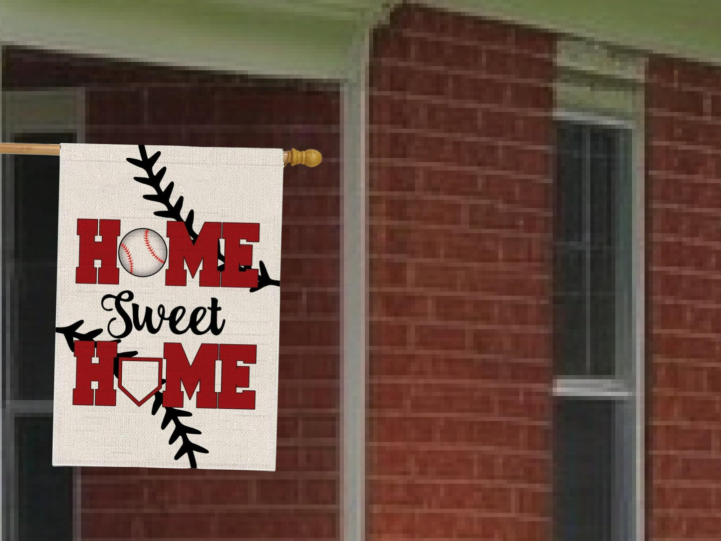 Double Sided Summer and Spring Garden Flag - Baseball Home Sweet Home House Flag - Seasonal Large Outdoor Yard Flags of Burlap - Bat Ball Sport Flag Burlap Yard Outdoor Decorative