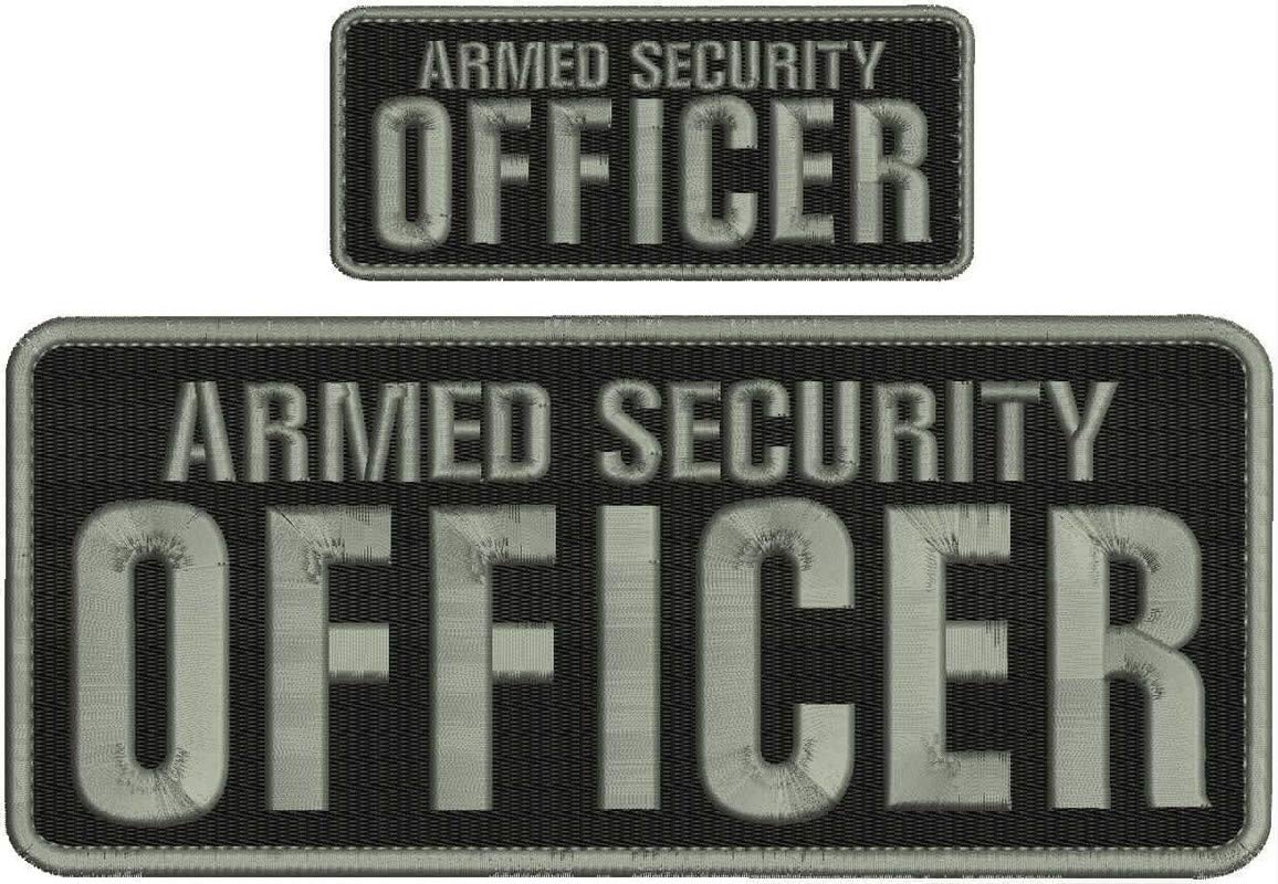 SMLTH Quality Grey Embroidery Patch 4x10 & 2x5 Hook - Armed Security Officer
