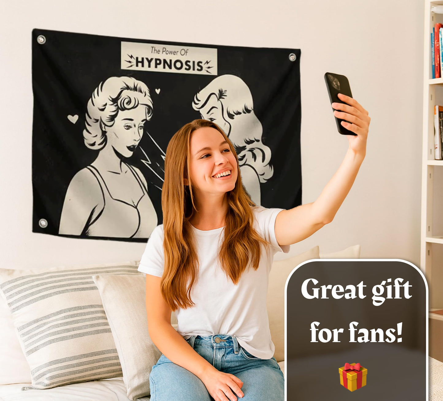 3х5 Ft Humorous Polyester Flag "The Power of Hypnosis" with Four Brass Grommets - Positive Poster for Men and Women - Parts of your Interior for Any Atmosphere and Place - Decor for Room Office Study